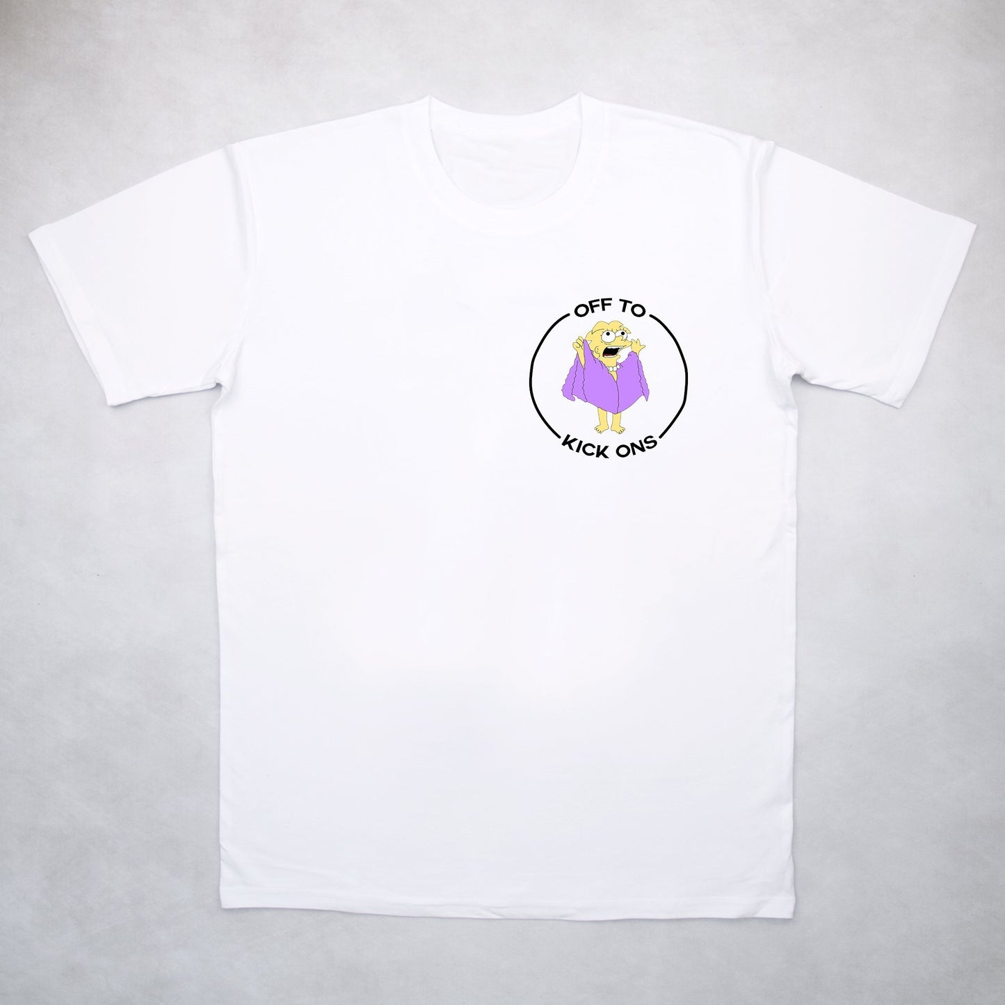 Classy Duds Short Sleeve T-Shirts S / White / Standard Off To Kickons Two Tee