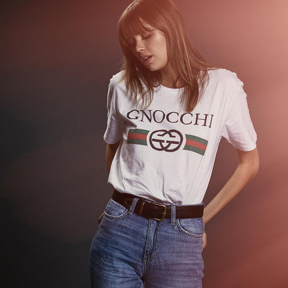 Classy Duds Short Sleeve T-Shirts Gnocchi Vintage White Tee