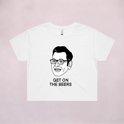 Ogo Merch Crop Tees White / Extra Small Get On The Beers Crop Tee